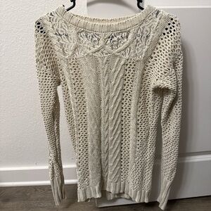 Maurices Cream Knit Sweater with Lace